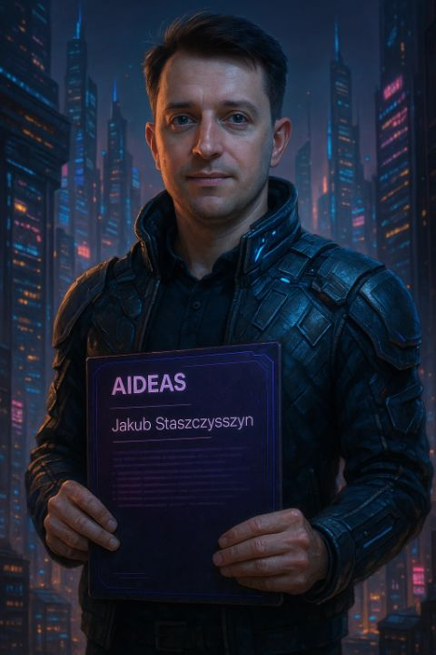 Jakub Staszczyszyn z dyplomem ukończenia AIDEAS